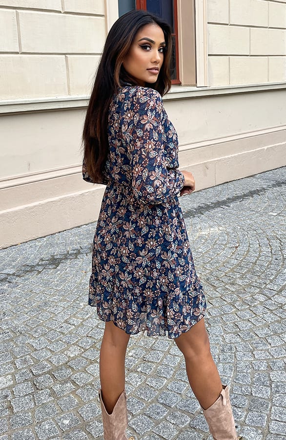 Flower Strik Jurk Vivian Blauw – shoparchief — foto 5