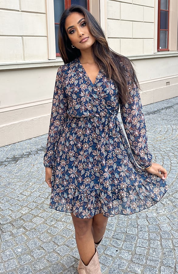 Flower Strik Jurk Vivian Blauw – shoparchief — foto 2