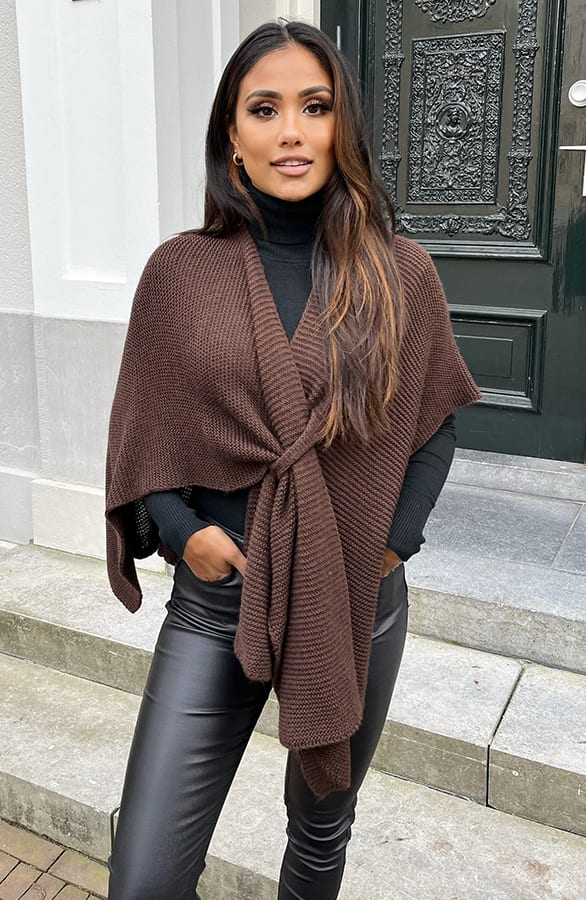 Gebreide Poncho Mayra Choco – shoparchief