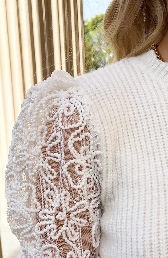 Gebreide Top Met Kant May Ecru – shoparchief — foto 6