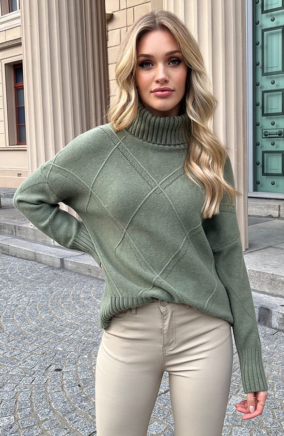 Geruite Col Trui Skyler Army – shoparchief — foto 3