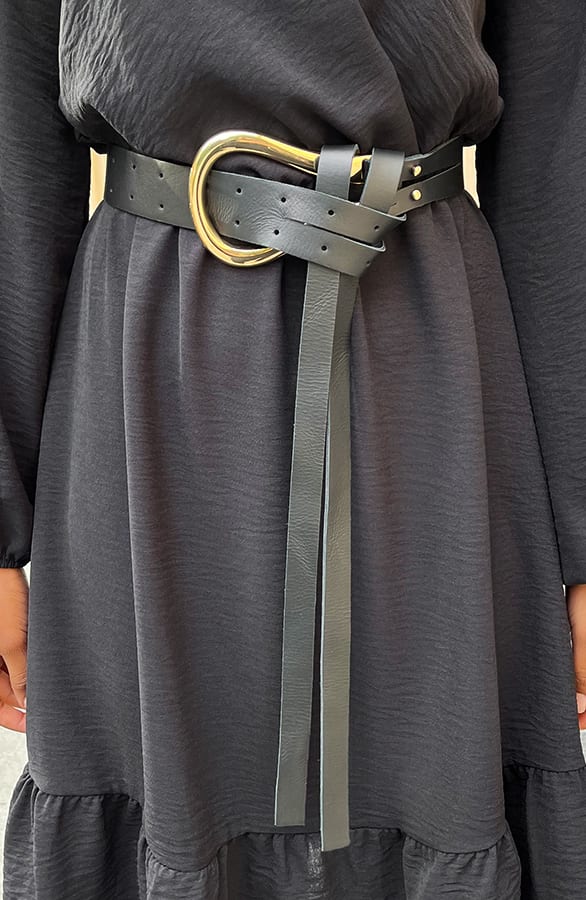 Golden Buckle Belt Blade Black – shoparchief