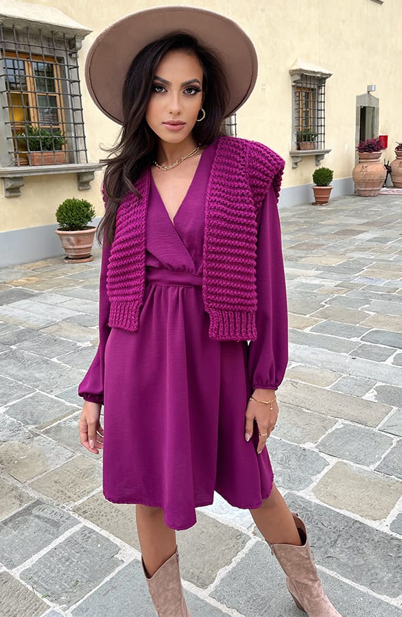 Grof Gebreid Gilet Kiek Magenta – shoparchief — foto 2