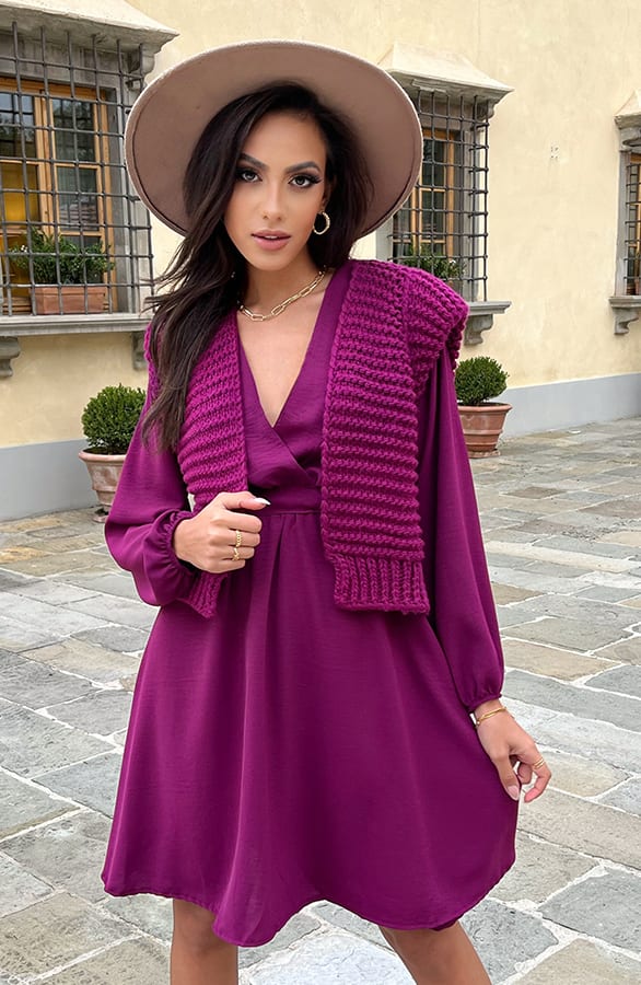 Grof Gebreid Gilet Kiek Magenta – shoparchief