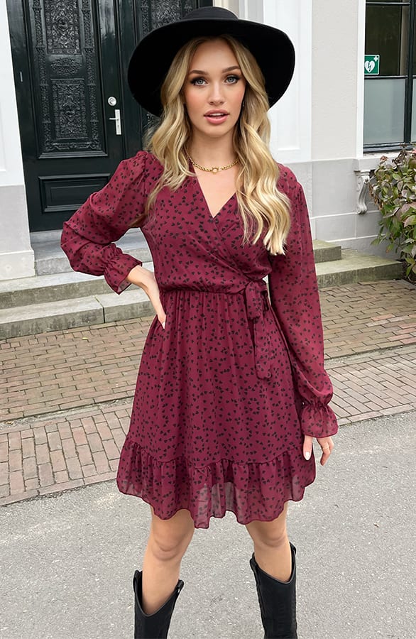 Hartjes Strik Jurk Vivian Bordeaux – shoparchief — foto 3