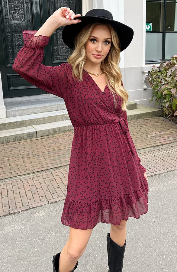 Hartjes Strik Jurk Vivian Bordeaux – shoparchief — foto 2
