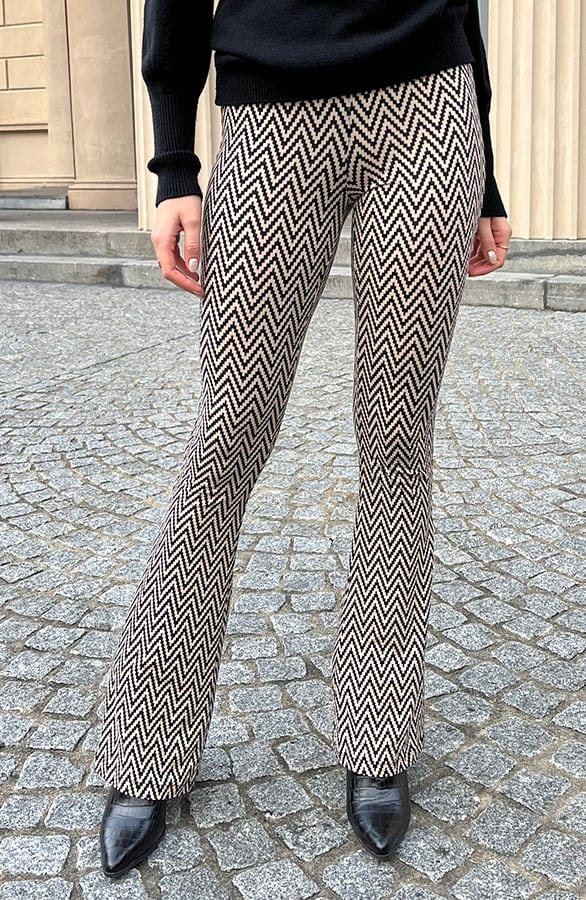 Janine Flared Broek Zigzag Beige – shoparchief — foto 2