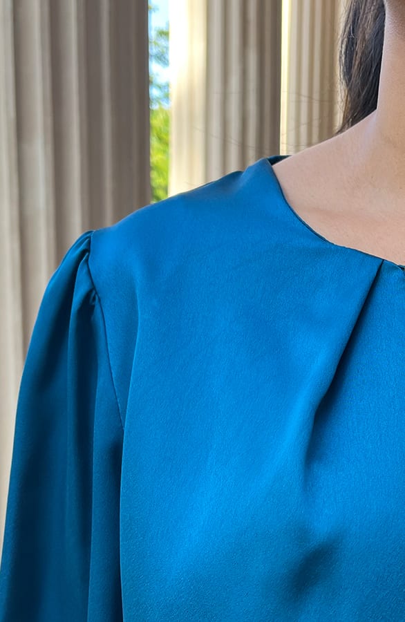 Luxury Silk Blouse Kelsy Petrol – shoparchief — foto 5