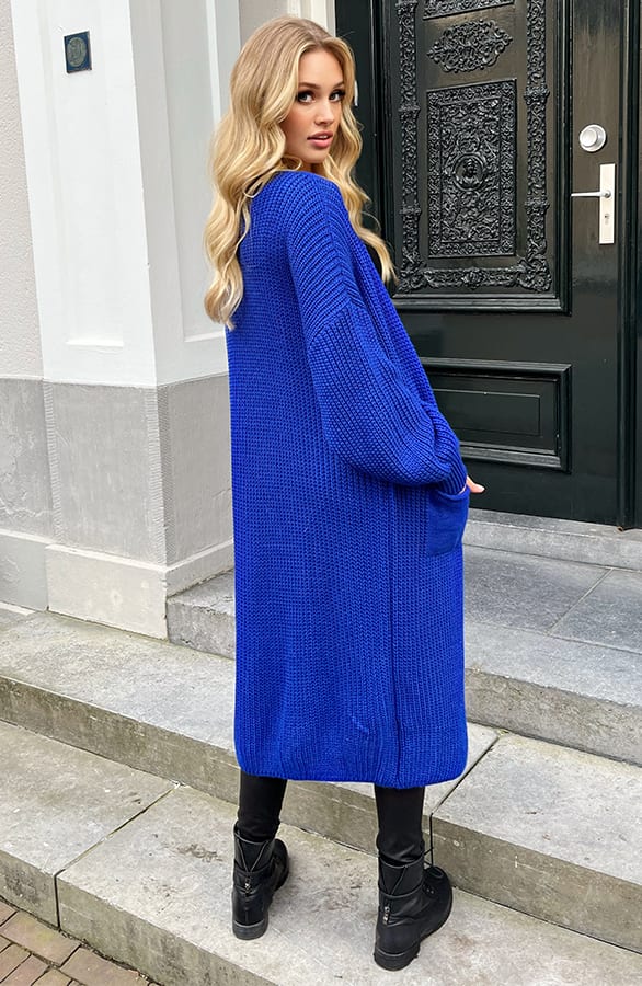 Lang Gebreid Vest Molly Kobalt 2.0 – shoparchief — foto 5
