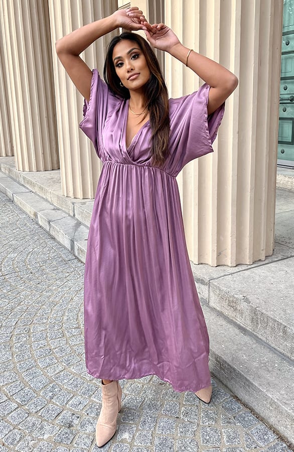 Lange Satijnen Jurk Alyna Mauve – shoparchief — foto 2