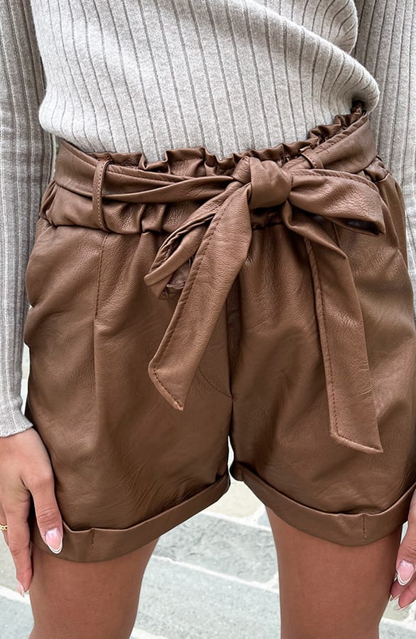 Leren Shorts Nynke Metallic Bruin – shoparchief — foto 2
