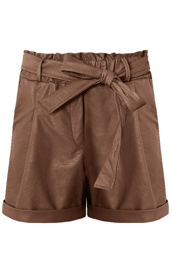 Leren Shorts Nynke Metallic Bruin – shoparchief