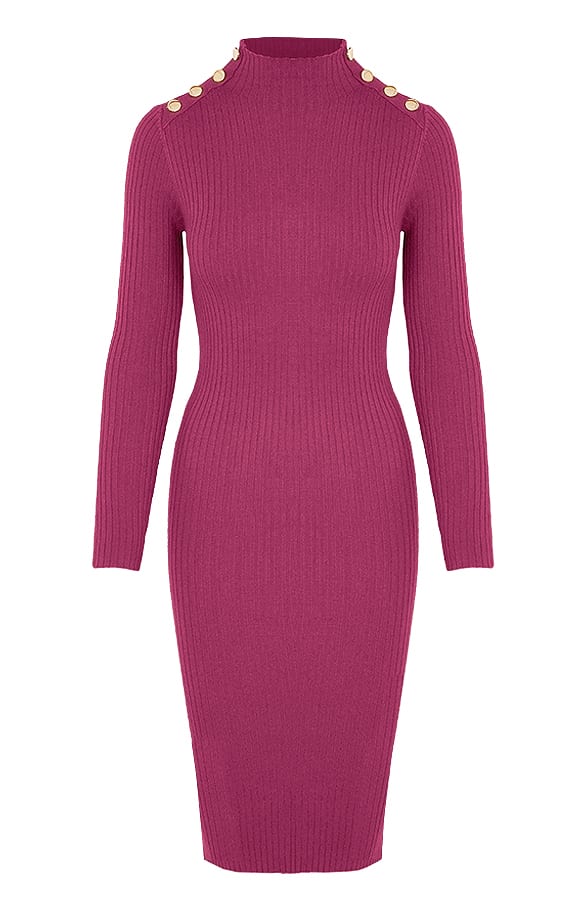 Longsleeve Stretch Jurk Nicka Magenta – shoparchief