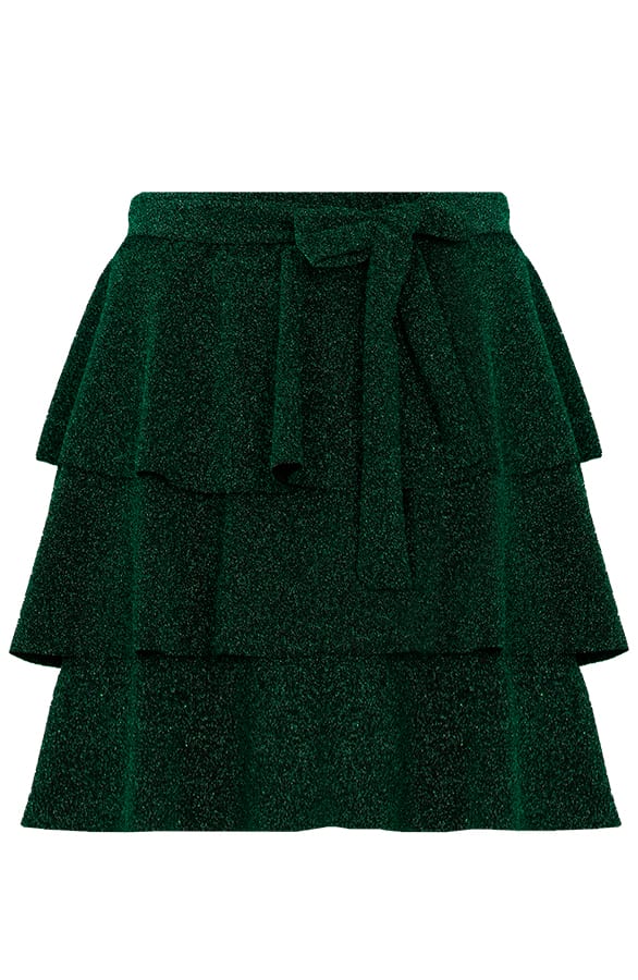 Lurex Ruffle Rok Elena Smaragd – shoparchief
