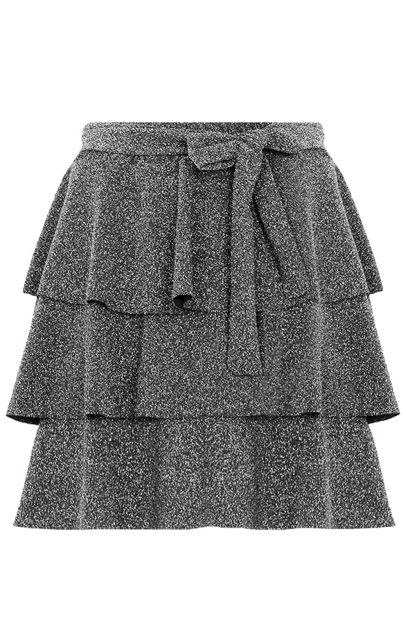 Lurex Ruffle Rok Elena Zilver – shoparchief