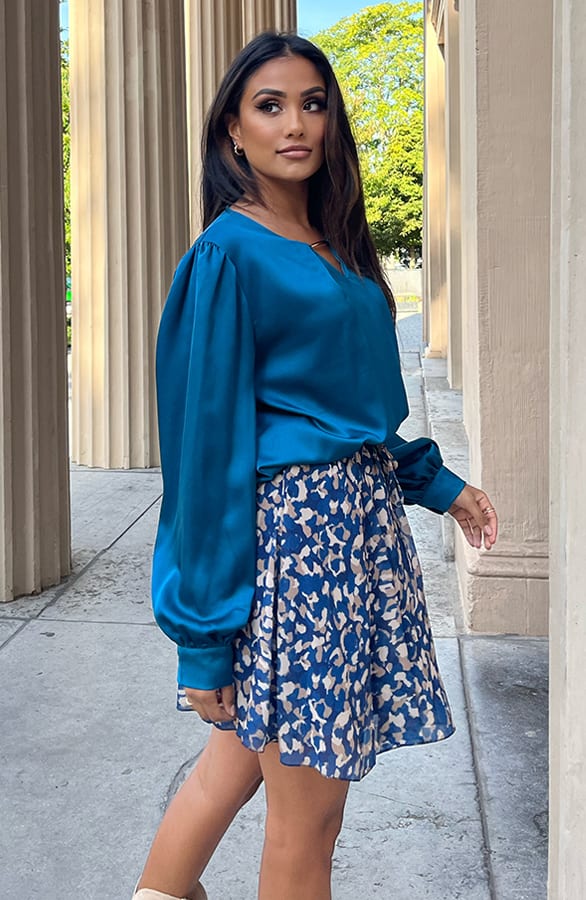 Luxury Silk Blouse Kelsy Petrol – shoparchief — foto 3
