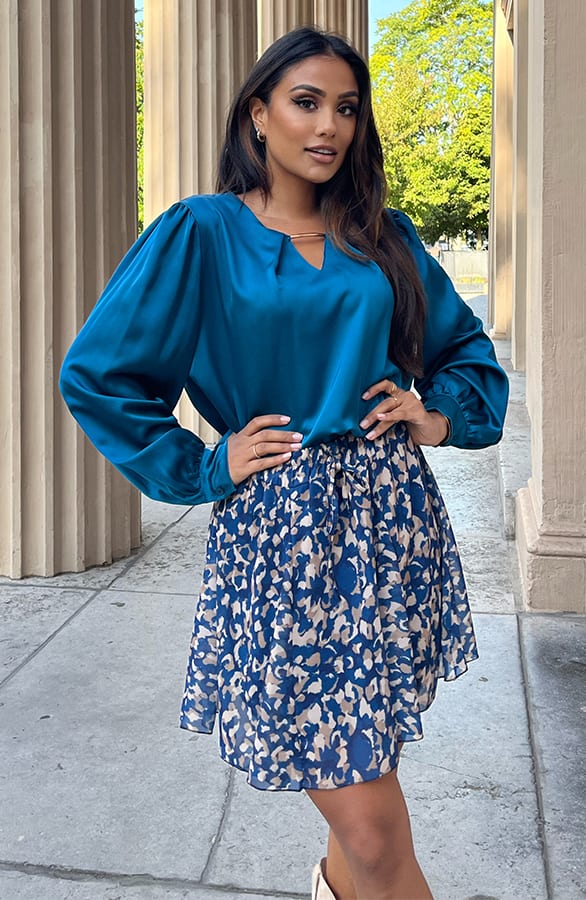 Luxury Silk Blouse Kelsy Petrol – shoparchief — foto 2