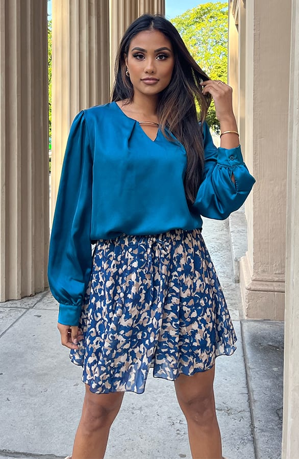 Luxury Silk Blouse Kelsy Petrol – shoparchief