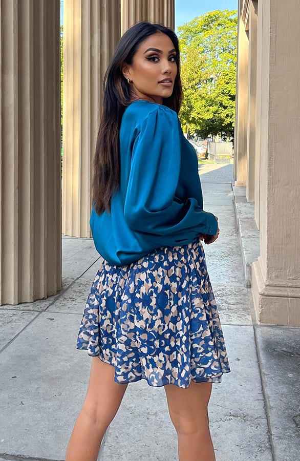 Luxury Silk Blouse Kelsy Petrol – shoparchief — foto 4