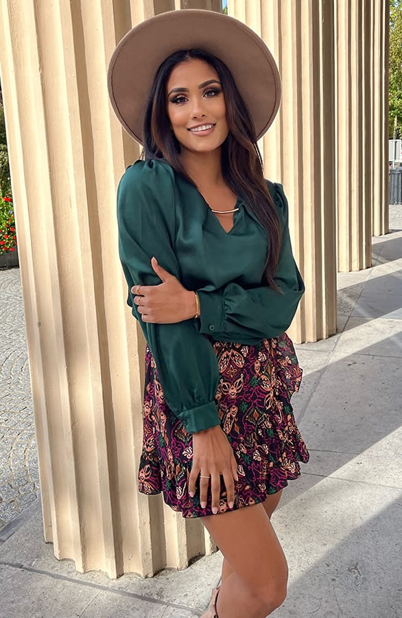 Luxury Silk Blouse Kelsy Smaragd – shoparchief — foto 3