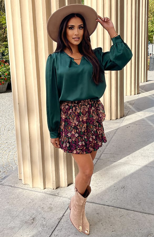 Luxury Silk Blouse Kelsy Smaragd – shoparchief — foto 5