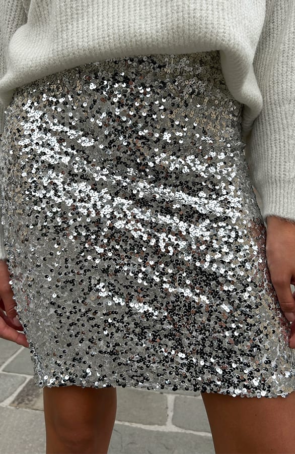 Midi Pailletten Rok Dionne Zilver – shoparchief