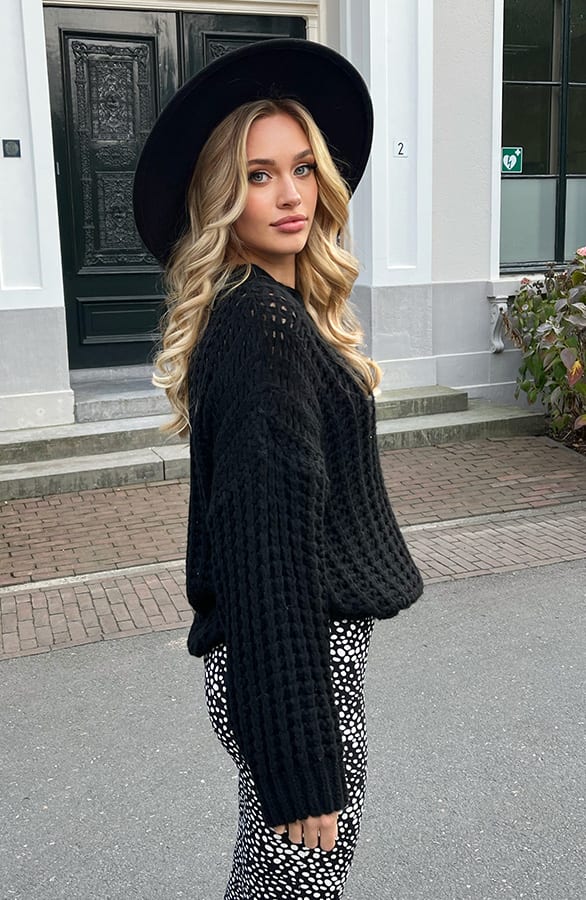 Oversized Gebreide Trui Jolene Zwart – shoparchief — foto 3