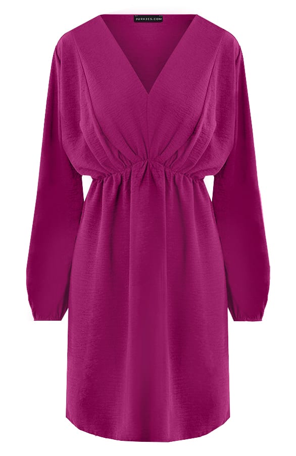 Plooien V-hals Jurk Tess Magenta – shoparchief