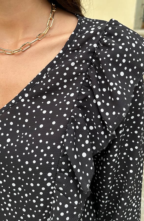 Polkadot Blouse Met Ruches Nola Zwart – shoparchief — foto 6