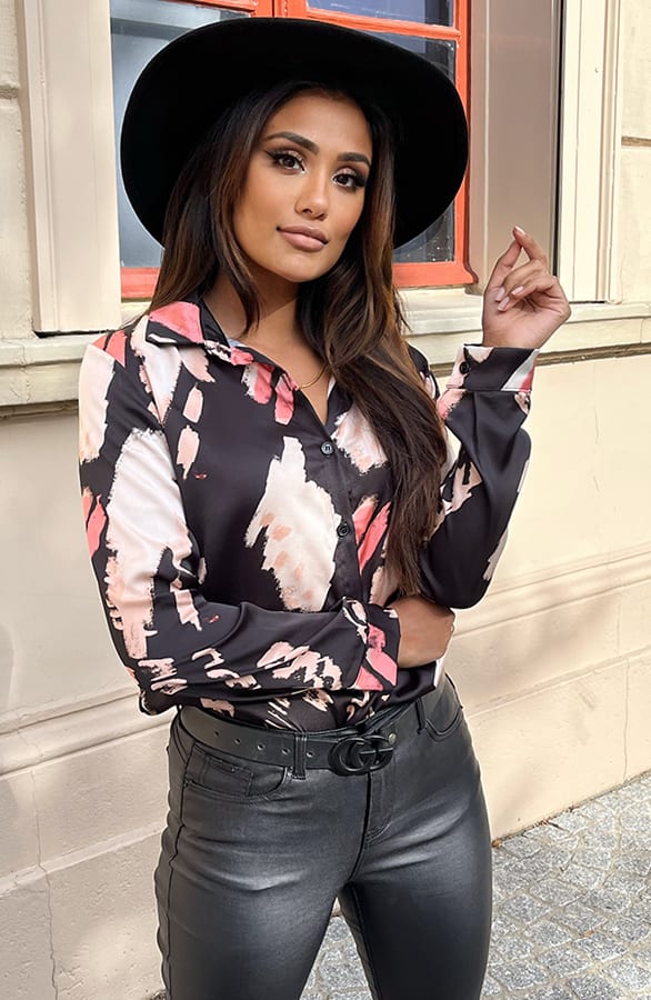 Print Blouse Everleigh Zwart Koraal – shoparchief — foto 2