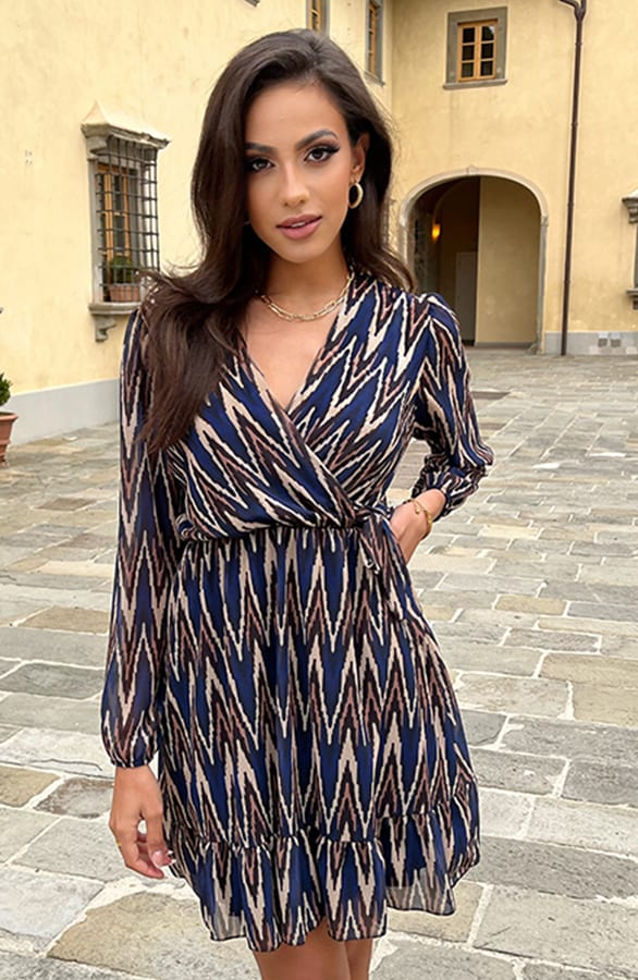 Print Strik jurk Vivian Kobalt – shoparchief