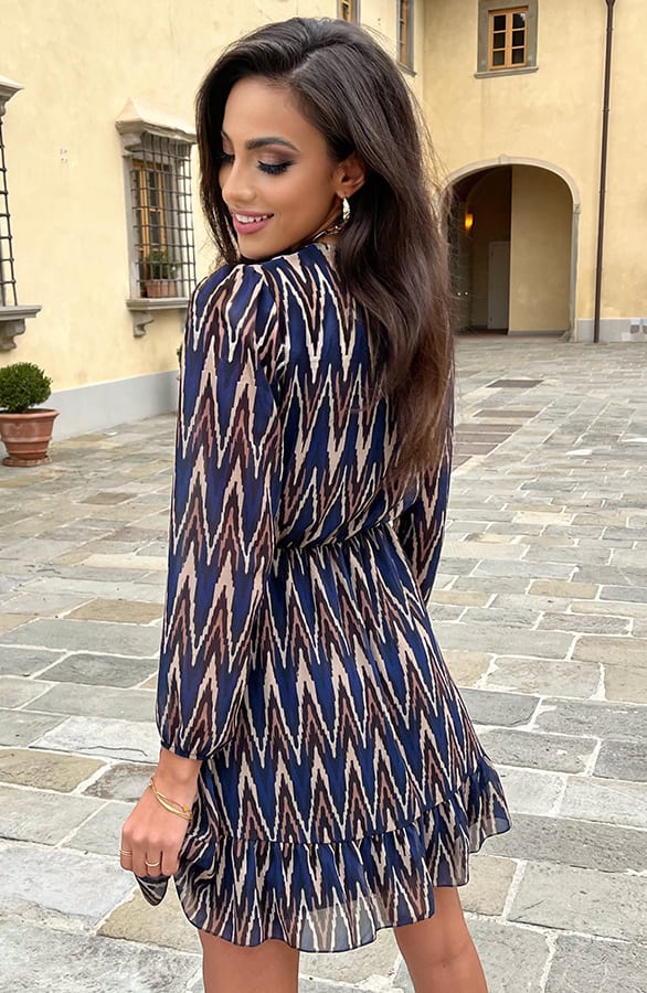 Print Strik jurk Vivian Kobalt – shoparchief — foto 3