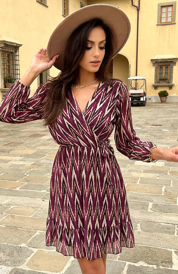 Print Strik jurk Vivian Magenta – shoparchief