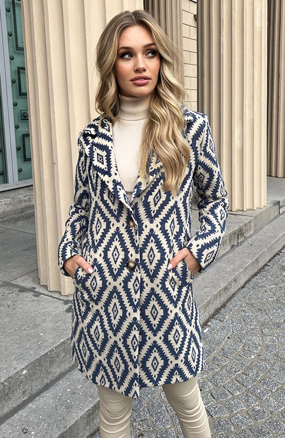 Print Trenchcoat Lucinde Jeansblauw – shoparchief — foto 2