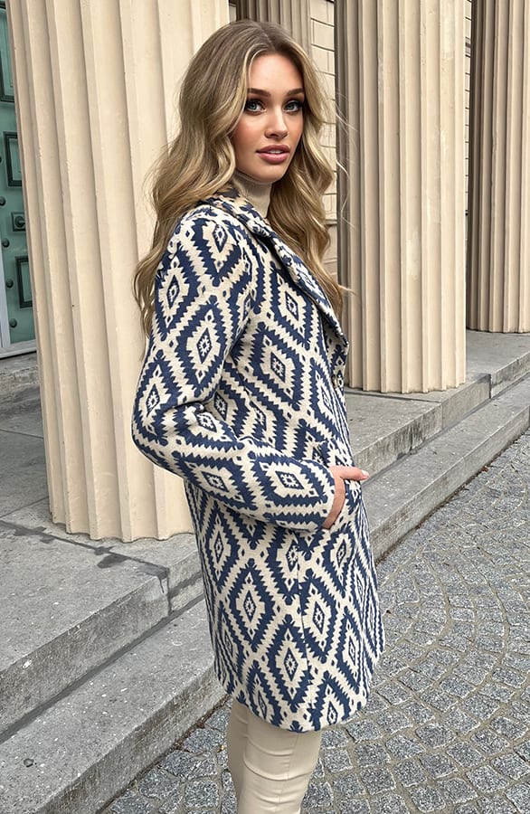 Print Trenchcoat Lucinde Jeansblauw – shoparchief — foto 4
