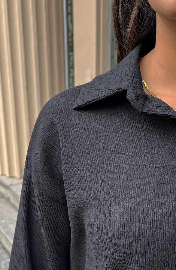 Ribbel Blouse Vesper Zwart – shoparchief — foto 5