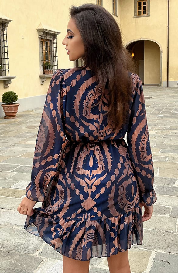 Ruches Print Jurk Rosan Kobalt – shoparchief — foto 6