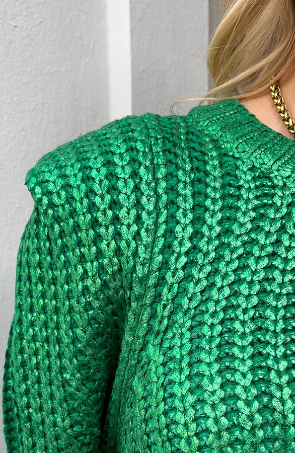 Schoudervulling Trui Bobby Metallic Bright Green – shoparchief — foto 5
