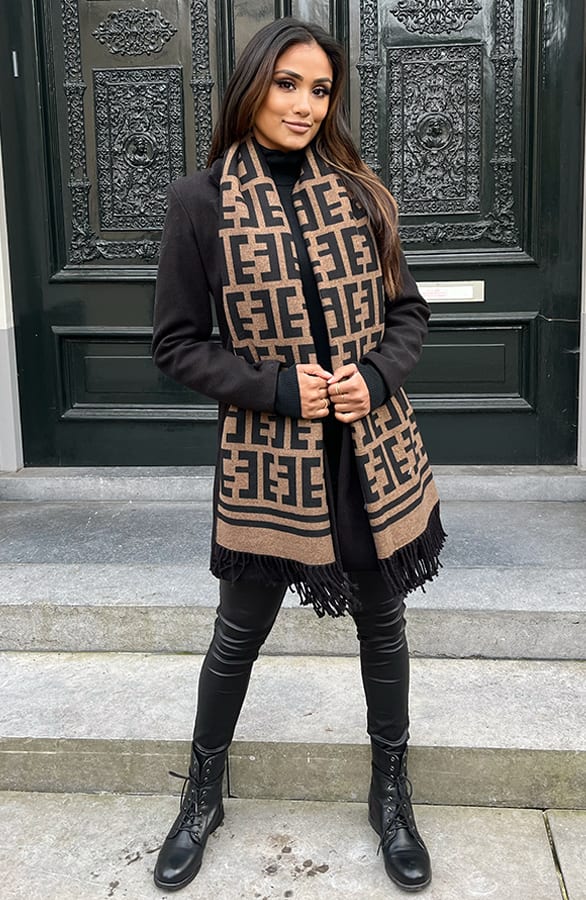 Sjaal Met Franjes Tessie Camel – shoparchief — foto 3