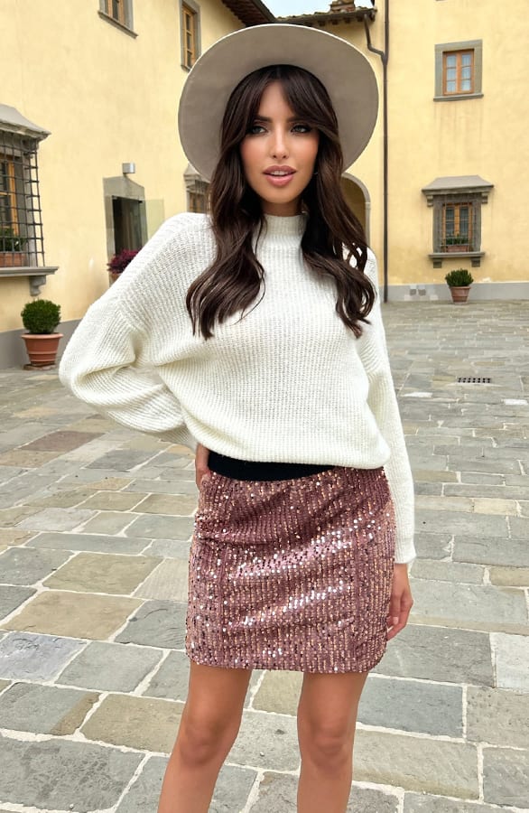 Stretch Pailletten Rok Amina Roze – shoparchief — foto 5