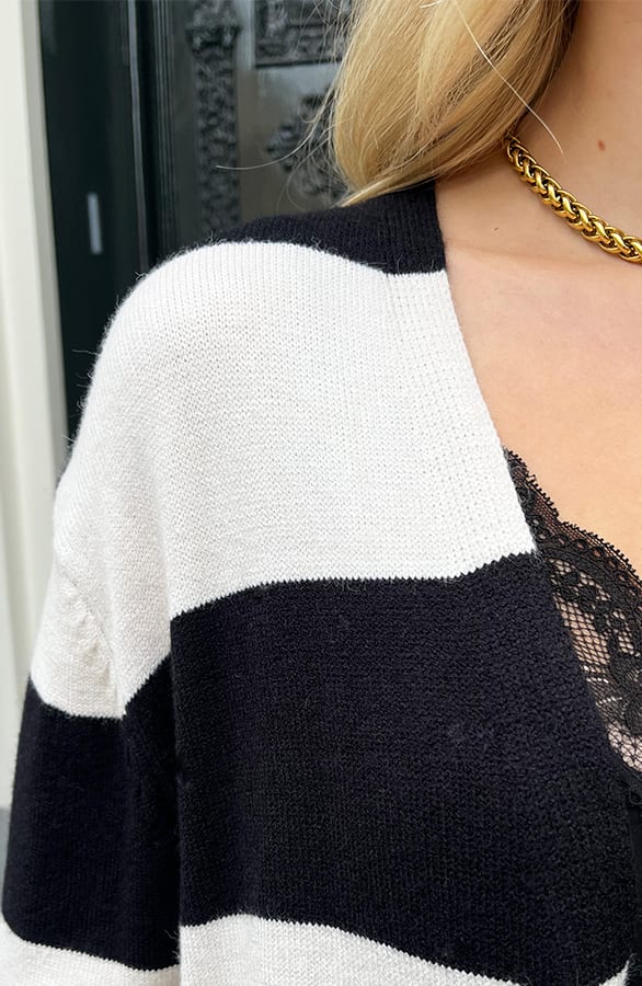 Strepen Midi Vest Bailee Zwart Beige – shoparchief — foto 5