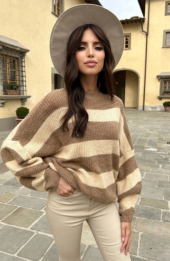 Strepen Trui Kimmy Beige Taupe – shoparchief — foto 3