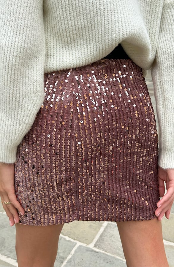 Stretch Pailletten Rok Amina Roze – shoparchief — foto 6