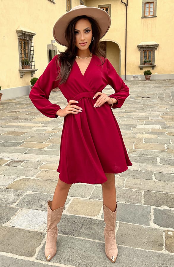V-hals Jurk Kate Bordeaux – shoparchief — foto 4