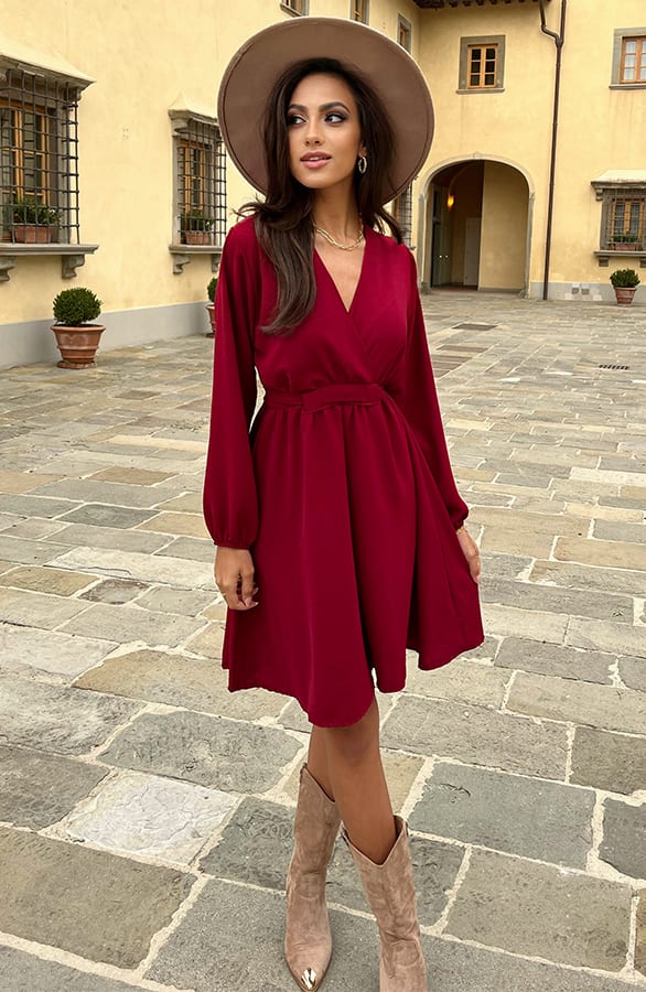 V-hals Jurk Kate Bordeaux – shoparchief — foto 2