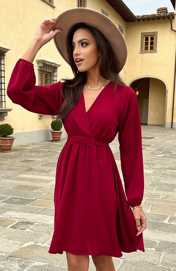 V-hals Jurk Kate Bordeaux – shoparchief — foto 3