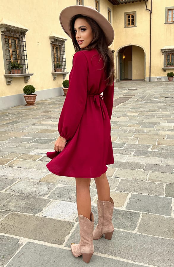 V-hals Jurk Kate Bordeaux – shoparchief — foto 5