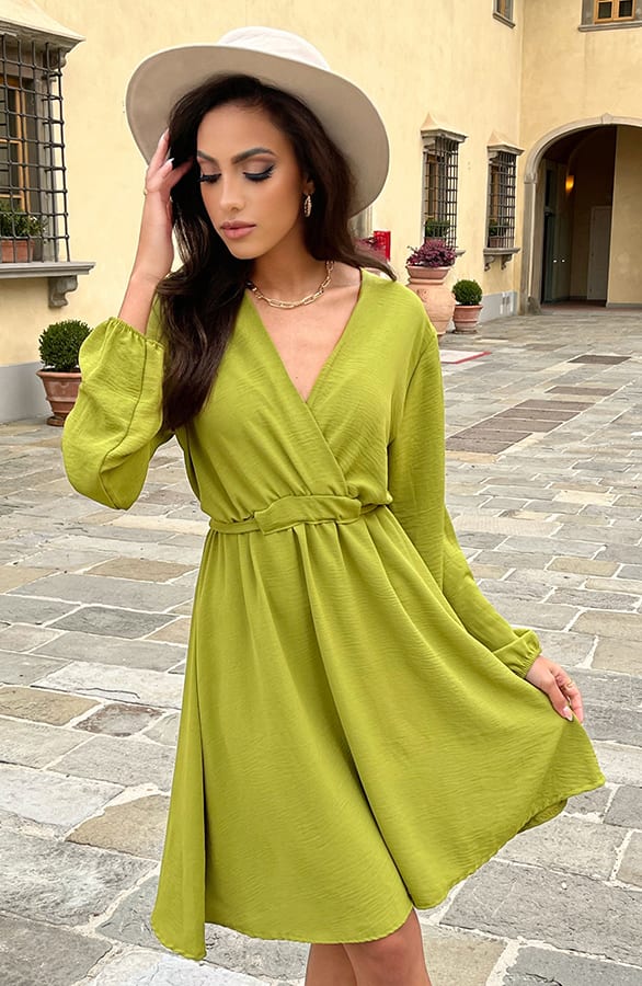 V-hals Jurk Kate Olive – shoparchief — foto 3