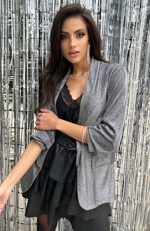 Blazer Met Glitters Maye Zilver – shoparchief