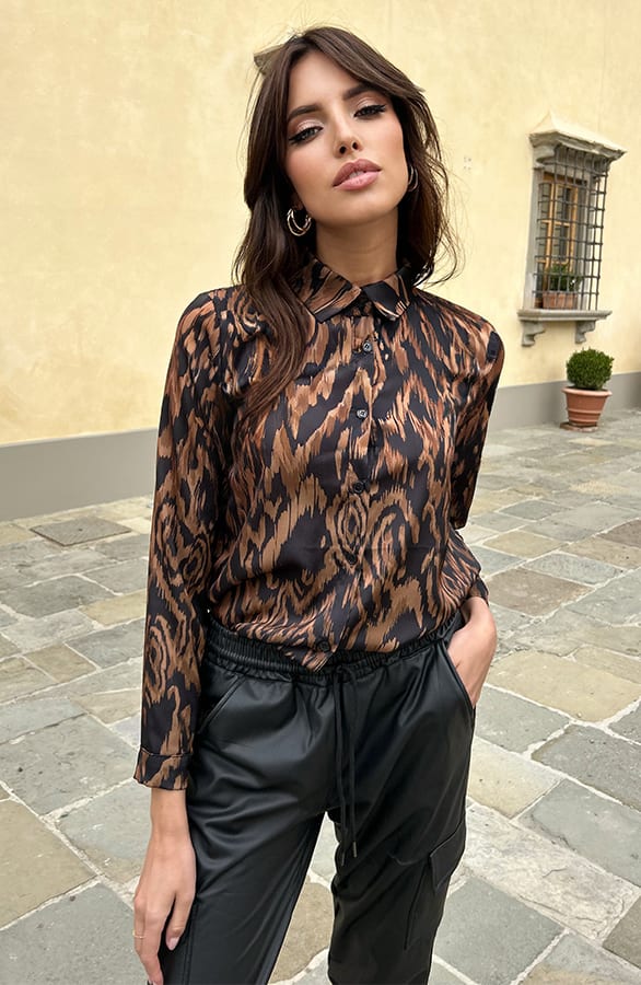 Blouse Met Print Britte Camel – shoparchief — foto 3